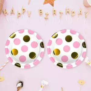 일회용 파티접시 빅도트 핑크 7/9인치 6입 3세트 생일접시 파티접시