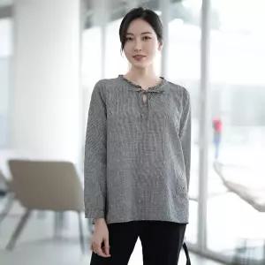 모슬린 엄마옷 린넨 잔체크 생활한복 블라우스 614CVB358 중년여성/50대/60대/70대/빅사이즈/할머니옷 5838