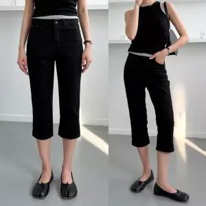 카프리7부데님 여름 7부 옆트임 블랙데님