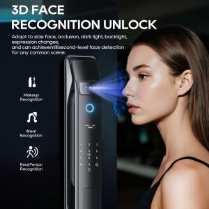 SANKESONG Tuya 스마트 3D 얼굴 도어 잠금 보안 카메라 모니터 지능형 지문 암호 생체 인식 전자 키 해제