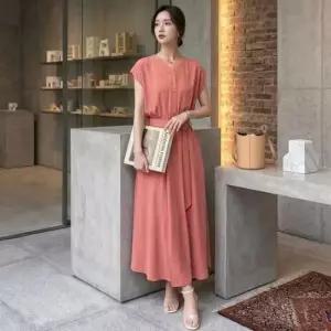 [의류] 여성 2컬러 여름 휴양지 데일리 쉬폰 나시 롱원피스