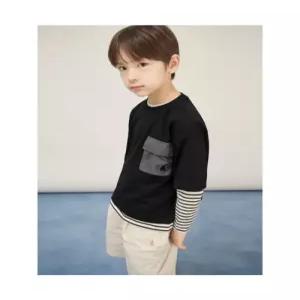 빈폴 키즈 스트라이프 레이어드 반팔 & 긴팔 2PCS 상상세트 블랙 BI5741U025 U