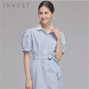 [신세계라이브쇼핑][인베스트] 카라 배색 스트라이프 롱 원피스_IN5M1OP3311