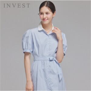 [인베스트] 카라 배색 스트라이프 롱 원피스_IN5M1OP3311