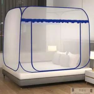 원터치 침대모기장 180X200CM 블루 바닥일체형 육각그물망 텐트형모기장
