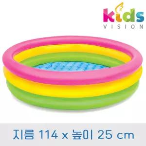 키비 114 무지개 원형풀장 3단 에어풀장 유아 어린이 수영장 볼풀 물놀이