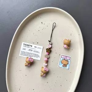 헬로키티 레트로 비즈 핸드폰 스트랩 수제 체인키링 구슬 펜던트