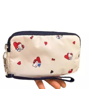 키티 하트 휴대폰 가방 3단 수납 나일론 방수 파우치