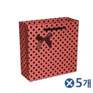 귀여운 T4P0U2Z7 레드도트 리본쇼핑백 중x5개 선물쇼핑백