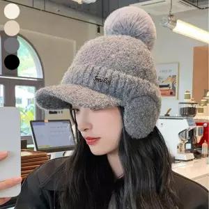 [룽스_62]뽀글이 왕방울 챙있는 비니 이어캡 여자모자 모자
