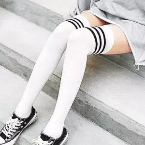 [룽스_62]니하이 오버 니삭스 화이트 니 무릎 양말