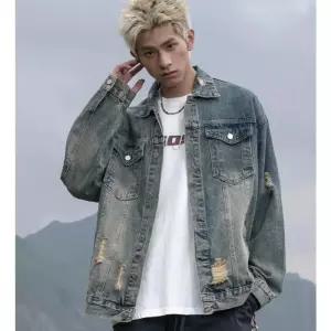 남성자켓 트렌디 아이템 데님 청 봄가을 빈티지 코트 루즈핏 워싱 카고 재킷 HT1