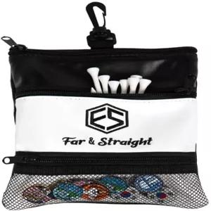 FAR STRAIGHT 다기능 골프 액세서리 파우치 - 티 볼 마커 및 개인 용품을 위한 지퍼형 수납 공간 3개