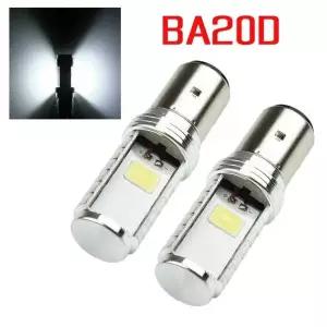 2pcs BA20D 헤드 라이트 전구 H6 오토바이 LED 램프 하이/로우 빔 변환 12V 6500k 흰색 보조