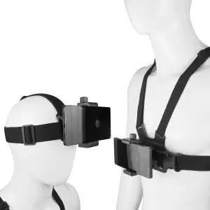 휴대폰 가슴 마운트 하네스 조끼 및 헤드 스트랩 클립 홀더 삼성 고프로 히어로 DJI 오스모 아카소 액션