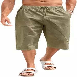 포미킨 남성용 코튼 린넨 카프리 팬츠 배기 하렘 드로스트링 요가 비치 포켓 포함