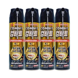 컴배트 프로페셔널 맥스 스피드 수성 에어로솔 살충제 바퀴벌레용 500ml x4개