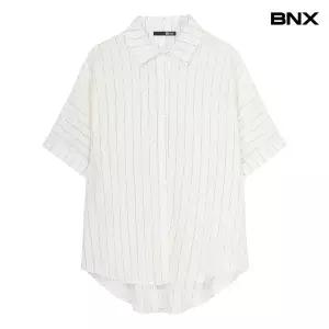[BNX]루즈핏 스트라이프 소매 롤업 셔츠 (BX2BL021L0)