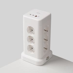 지클릭커 타워 12구 고용량 4000W USB 출력 멀티탭 NP712PD 화이트