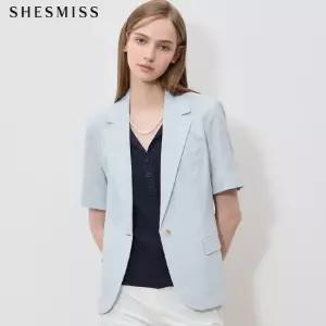 SHESMISS)] 고퀄러티 린넨 블렌디드 반팔 자켓 택가격 398000원)