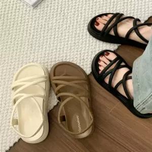 [메르나뛰] 자체제작 말랑 쿠션 데일리 스트랩 밴딩 여름 여성 통굽 샌들 ME100