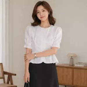 [예쎄] 페플럼 퍼프 반팔 블라우스(S6MBL004A)