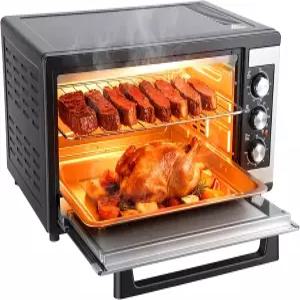 대형 토스터 오븐 46L 카운터탑 컨벡션 로티세리가 포함된 9-in-1 전기 베이킹 1500W 스테인리스 스틸 60분