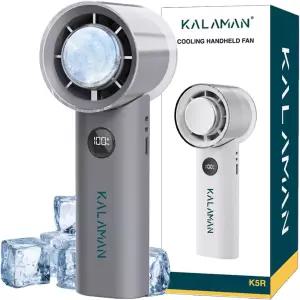 얼음 쿨러가 장착된 KALAMAN 휴대용 선풍기 5000mAh 충전식 개인용 15시간 냉각 미니 Y 강력 12000 이상