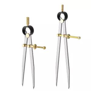 OSSIJAY 2 PCS 조절식 스프링 윙 디바이더 캘리퍼 6인치 및 8인치 스틸 가죽 컴퍼스 크리저 목공 금속 가공