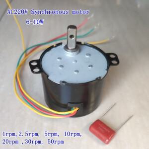 샤프트 직경 7mm 50KTYZ AC 220V 6W-10W 영구 자석 동기 모터 5rpm10rpm15rpm20rpm30rpm50rpm 기어 ~