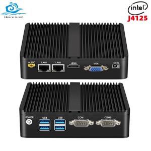 산업용 팬리스 미니 소형 PC 인텔 셀러론 J4125 윈도우 10 2x 기가비트 이더넷 RS232 DDR4 HDMI VGA 와이파