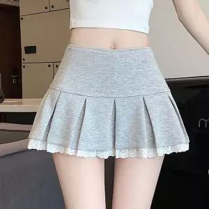 채핏 멘토 플리츠레이스 스커트 섹시 미니 A라인 글램 홀복 플레어 주름치마 여친룩