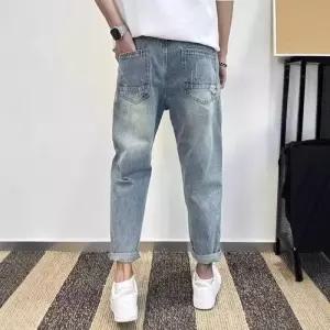 팬츠 남성용 여름 멋짐폭발 배기핏 청바지 찢어진 9부 OOTD2