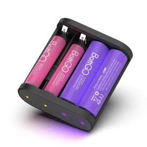 ISDT A4 에어 스마트 배터리 충전기 AAA 4 베이 휴대용 충전기(USB C 포트 포함), 블루투스 APP 연결을 통한 NiMH NiCd 리튬 충전식 고속 충전(블랙)