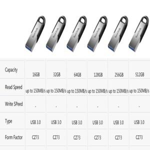 Sandisk USB 플래시 드라이브, 펜 스틱 디스크 온 키 메모리, 3.0 또는 3.2, 512GB,