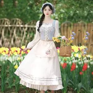 알프스소녀 원피스 졸업사진 코스튬 스카프 엔틱 공주님 개화기 두건 조끼