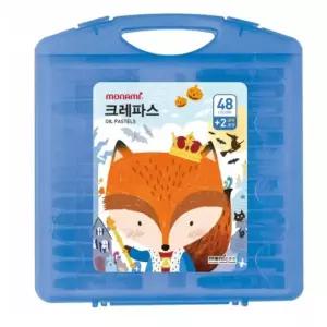 모나미 모니주 가방파스 크레파스 크레용 48색 블루 새학기 준비물 이름표 견출지 세트