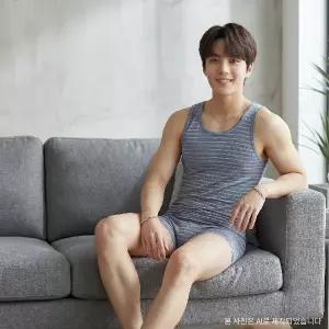 [롯데백화점]비비안 여름 냉감 스판 스트라이프 남성 런닝-BS(RU1726)
