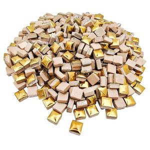5KG 1파운드 세라믹 모자이크 타일 공예용 조각 색상 데코 DIY 스퀘어 용품 혼합 39인치 제작 골든 또는 1CM
