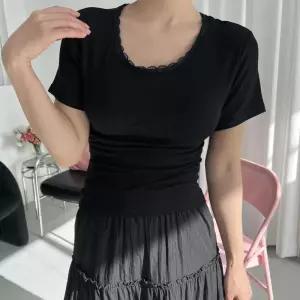 레이스이너티 레이어드 모달티셔츠 골지티 유넥반팔티
