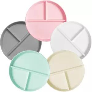 깨지지 않는 분할 접시 WAYGYMBBD 9인치 5Pcs 원형 부분 제어 칸막이 전자레인지 및 식기세척기 안전한 수납 3개 9 Inch
