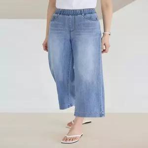 [WPBG]8부 워싱 밴딩 하체커버 와이드 데일리 데님 팬츠_2color