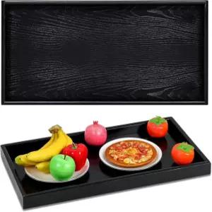무머피 24 x 3 인치 직사각형 호두나무 오스만 트레이 천연 수제 장식 차 커피 제공 클래식 나무 호두 거실 카페 (블랙) Black 25.2 x 13.4 2.2