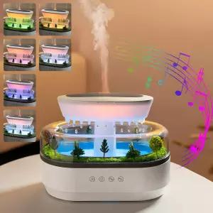 에센셜 오일 플레임 디퓨저 250ml 클라우드 레인 워터 드립 아로마테라피 에어 7가지 색상의 조명 마이크로