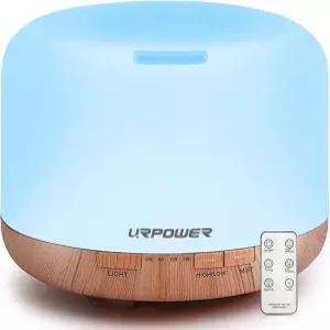 URPOWER 500ml 아로마테라피 에센셜 오일 디퓨저 룸 데코 조명 4개의 타이머 설정 7개의 LED 색상 변경