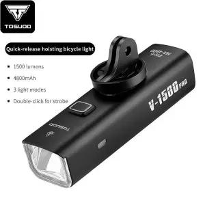 TOSUOD 자전거 전조등 1500 루멘 4800mAh 라이트 방수 USB 충전 IPX6 사이클링 램프 액세서리