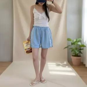 [옷자락]여성 허리밴드 레이스사이드 숏팬츠 바지 쇼츠 반바지