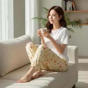 [옷자락]여자 편안한 데일리 홈웨어 파자마 조거팬츠 바지