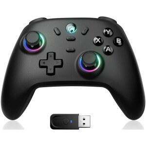 ECHT파워 무선 PC 게이밍 컨트롤러 - 홀 효과 조이스틱, 2.4G 및 유선 1000Hz 폴링 속도, 800mAh 배터리, 조절 가능한 터보 / 진동 - PC / 스위치 / iOS / Android용