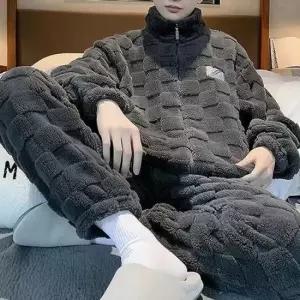 커플잠옷 겨울 남자 파자마 상하세트 흠웨어 수면잠옷 긴팔 실내복